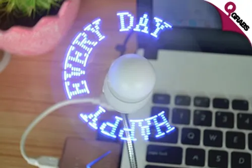 From QR39 Cool Down a Fun Way with a USB Mini Fan Complete with Customizable LED Messages - Choose from 3 Colors for Messages! (Up to QR150 Value)